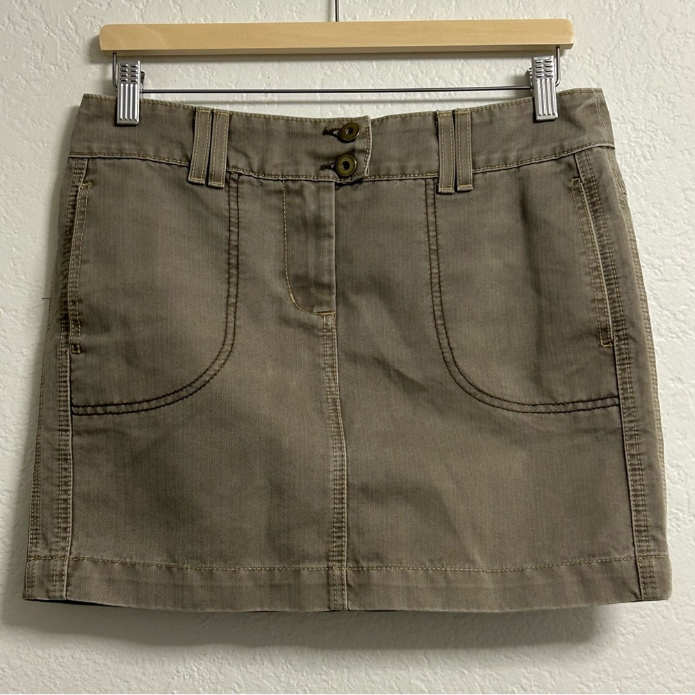 H&M Khaki Mini Skirt US 8 | Cotton‎ Blend Utility Style | Lined | Casual Neutral